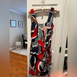 NIC+ZOE Multicolor Abstract Dress. Fully lined w/gathered waist on one side. XS